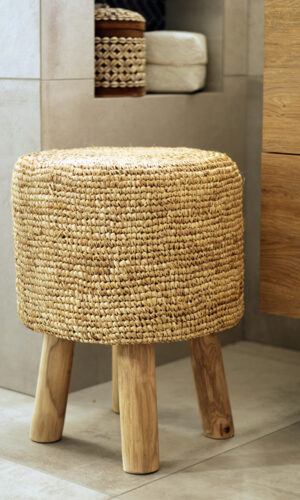 Tabouret rond en fibre végétale