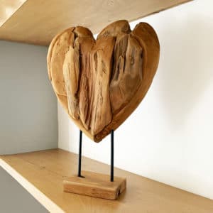 sculpture coeur en bois