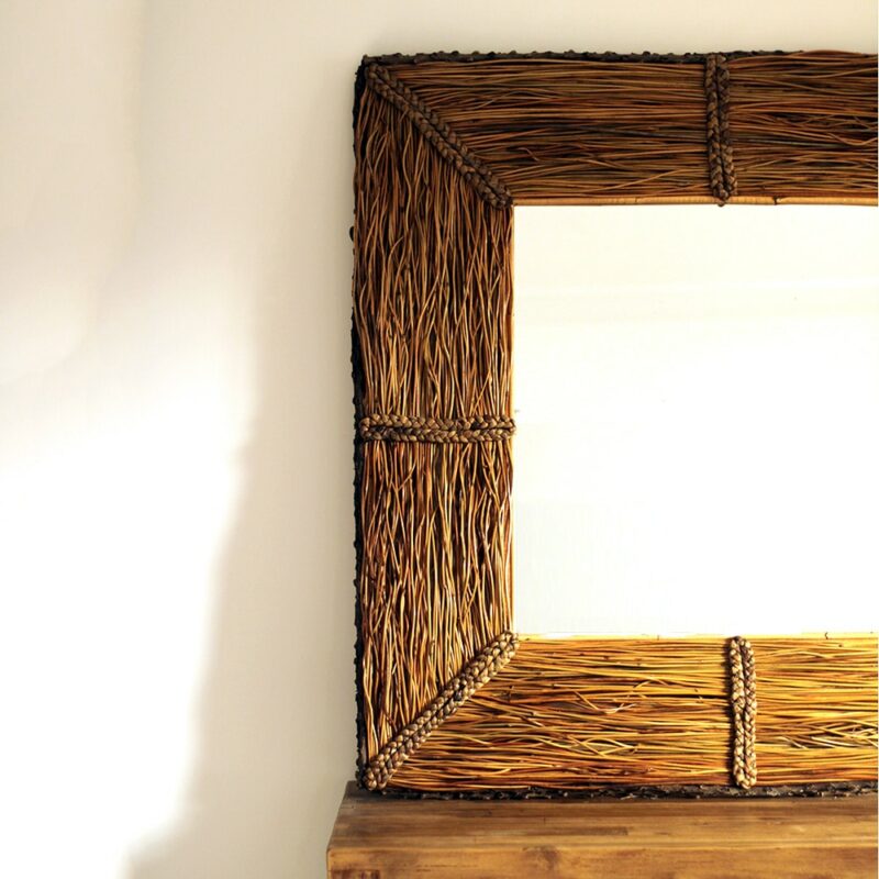 Miroir en chaume - 90x90 cm – Image 4