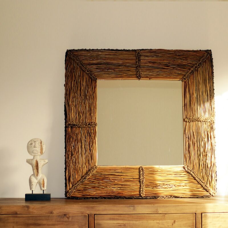 Miroir en chaume - 90x90 cm – Image 5