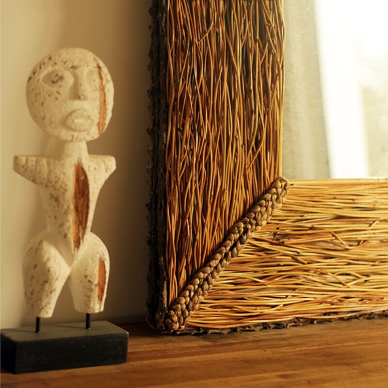 Miroir en chaume - 90x90 cm – Image 2