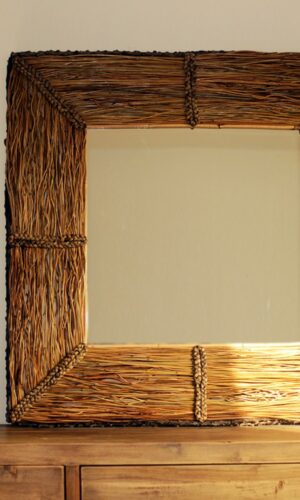 Miroir en chaume - 90x90 cm