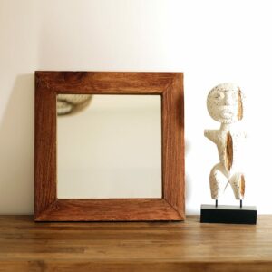 Small teak wood mirror - 40x40 cm