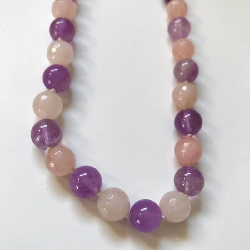 Collier quartz rose & améthystes – Image 2
