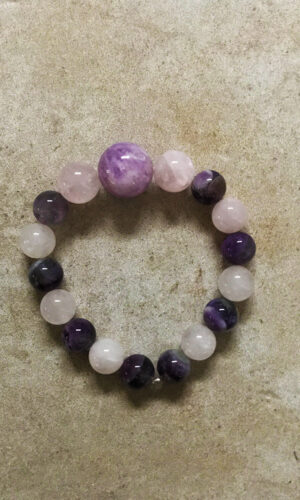 Bracelet améthyste & quartz rose