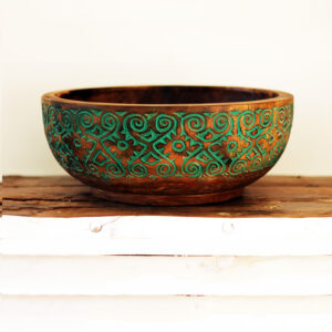 Green carved decorative dish