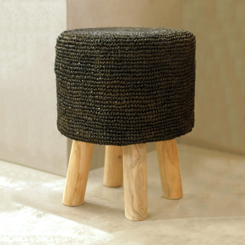 Tabouret rond en fibre végétale – Image 3