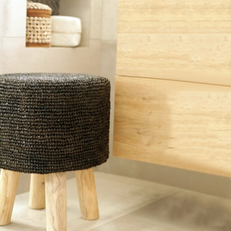 Tabouret rond en fibre végétale – Image 2