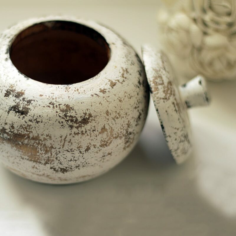 Boîte ronde en bois blanche – Image 2