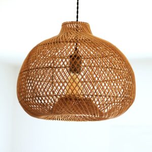 Round rattan pendant light