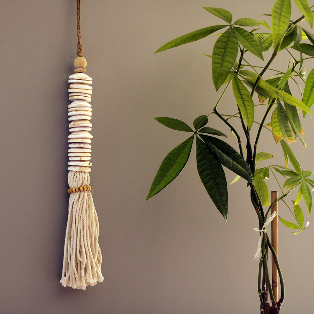 Porte-Bouteille De Vin Suspendu – Macramé Bohème, Corde De Coton, Décoration Murale Ou De Table (86 Cm, Beige)