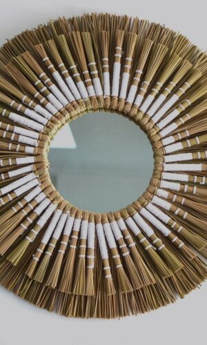 miroir bali paille