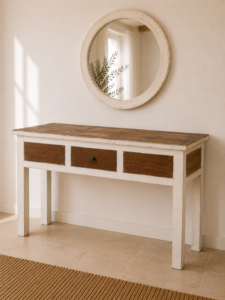 console en bois brut style bohème scandinave
