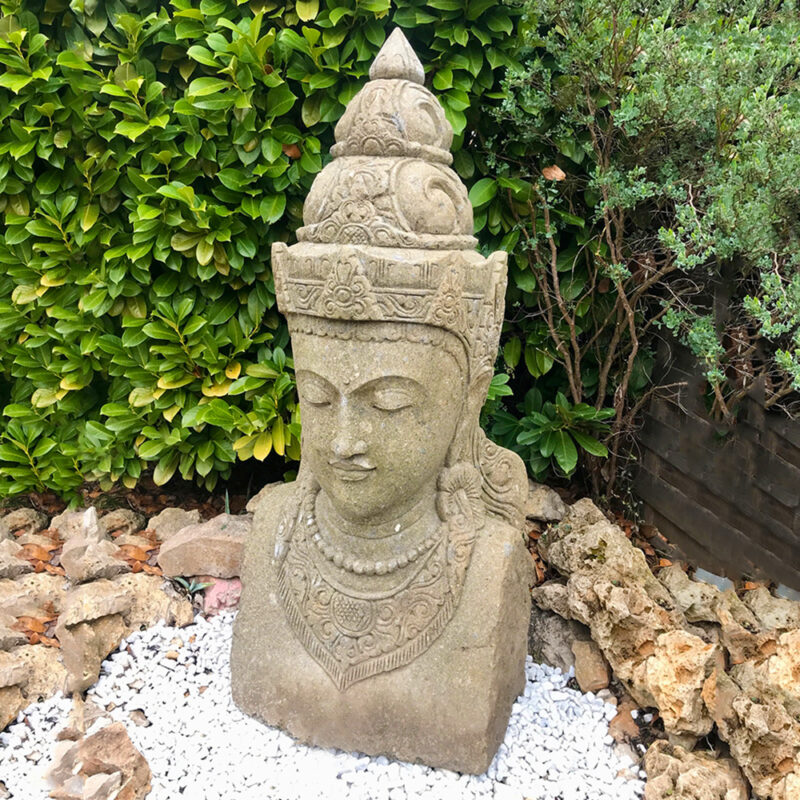 grand buste bouddha pierre