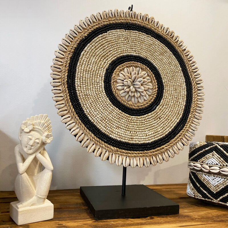 Rond de perles beiges & noires – Image 2