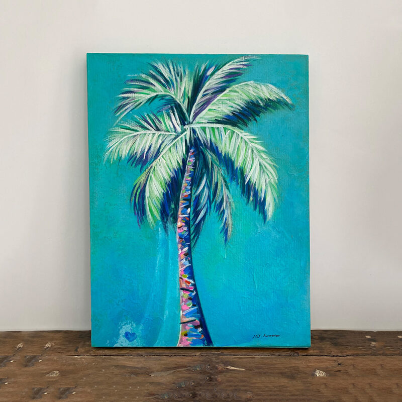 grand palmier sur fond bleu