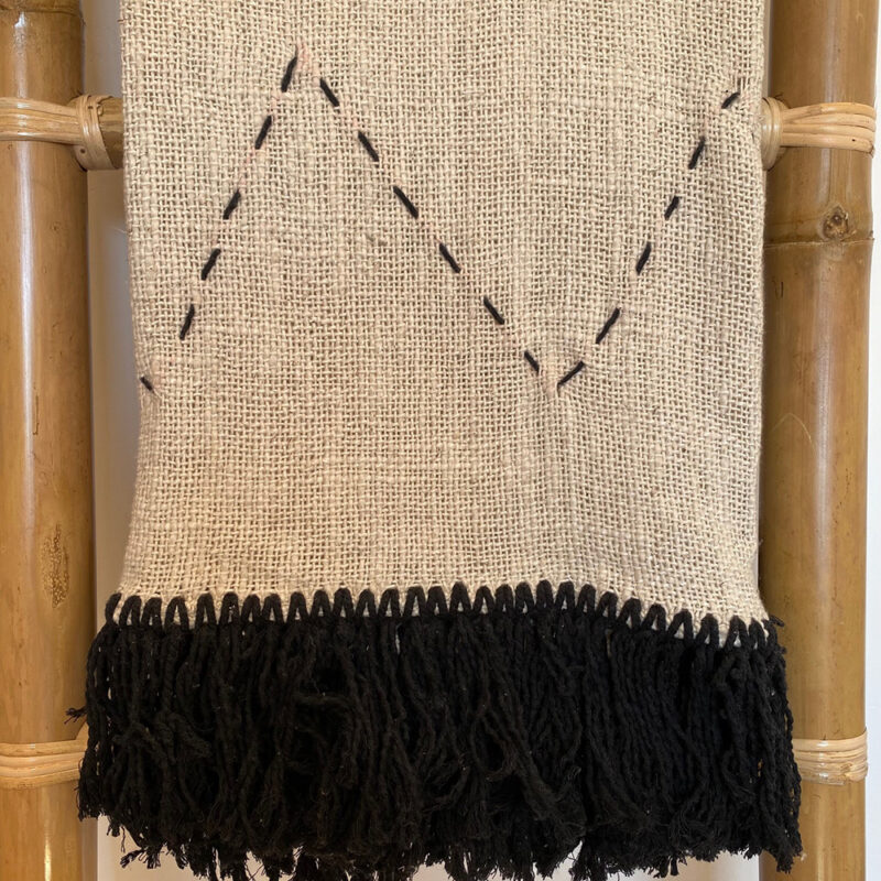Plaid en coton beige & noir – Image 2