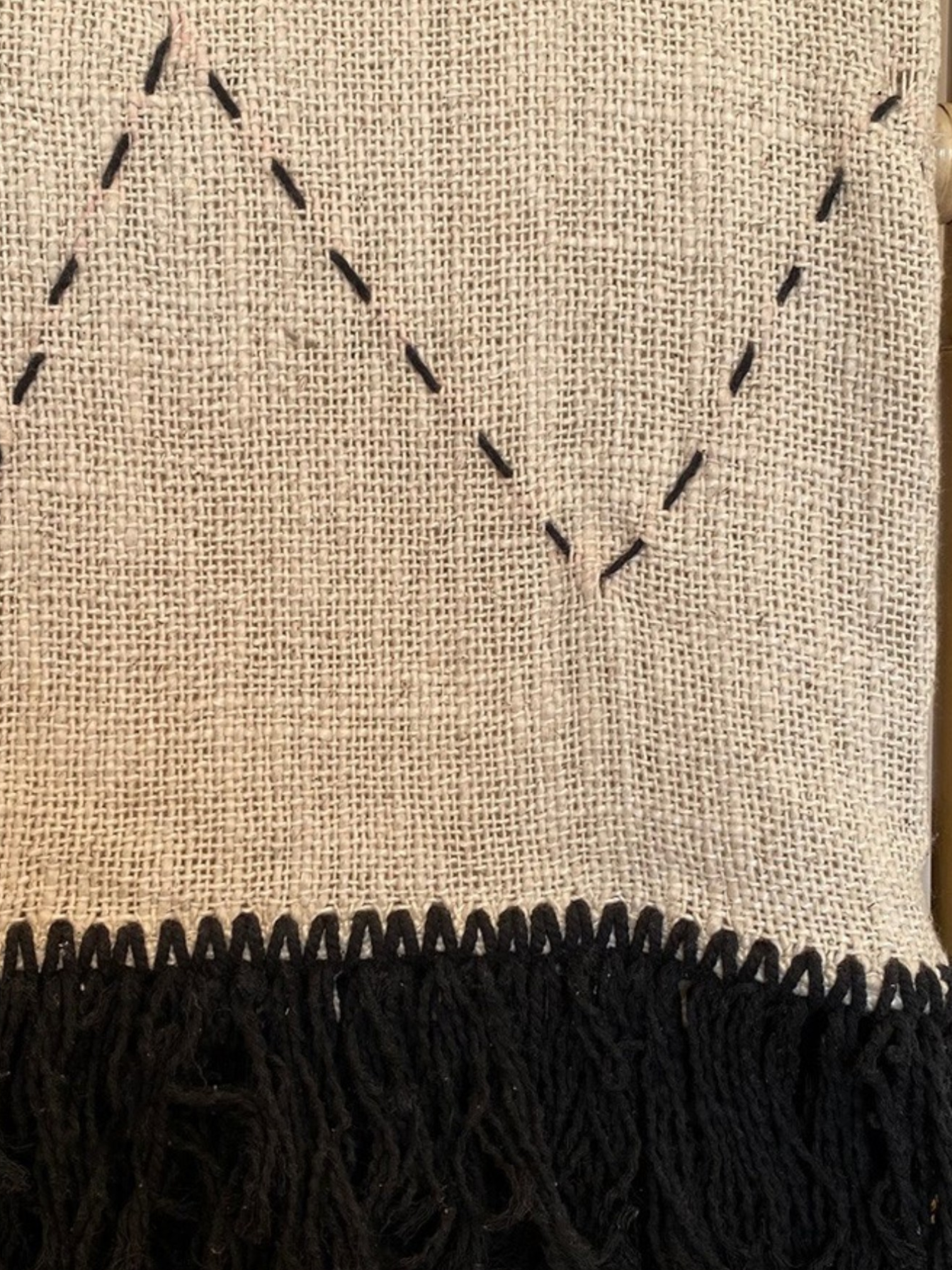 Plaid en coton beige & noir – Image 2