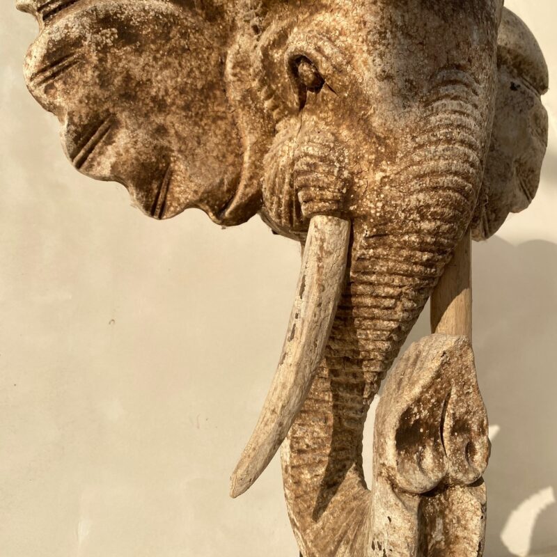 Sculpture en bois tête d'éléphant – Image 2