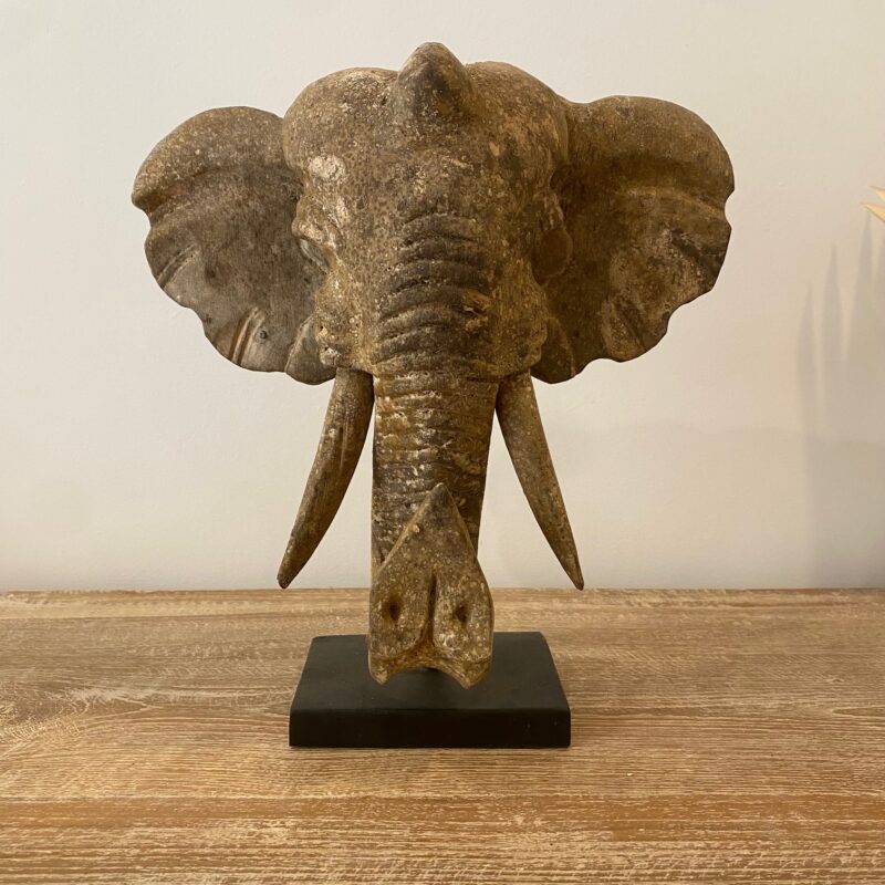Sculpture en bois tête d'éléphant – Image 3