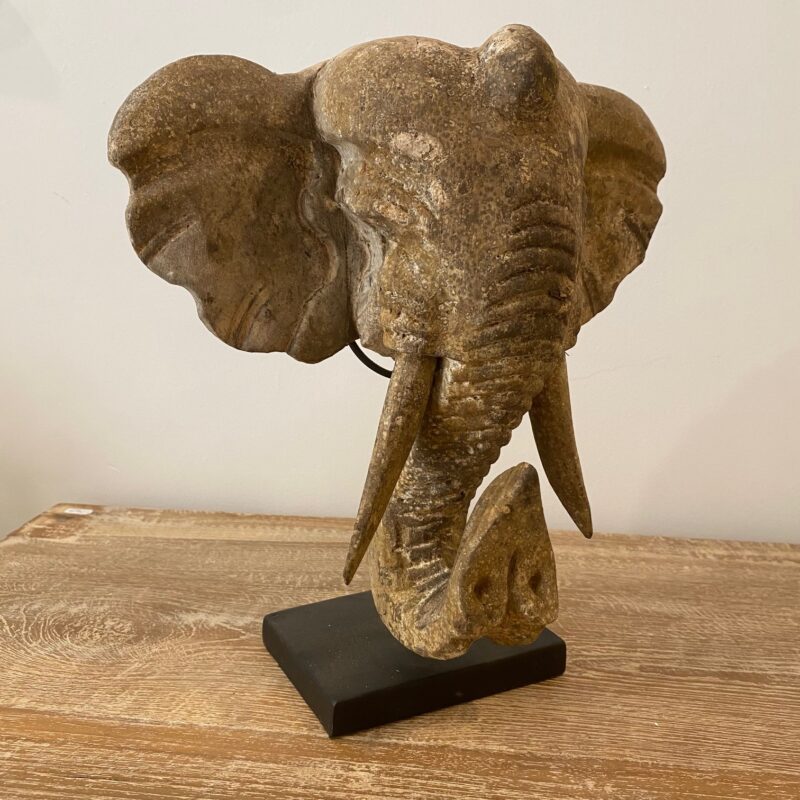 Sculpture en bois tête d'éléphant – Image 4