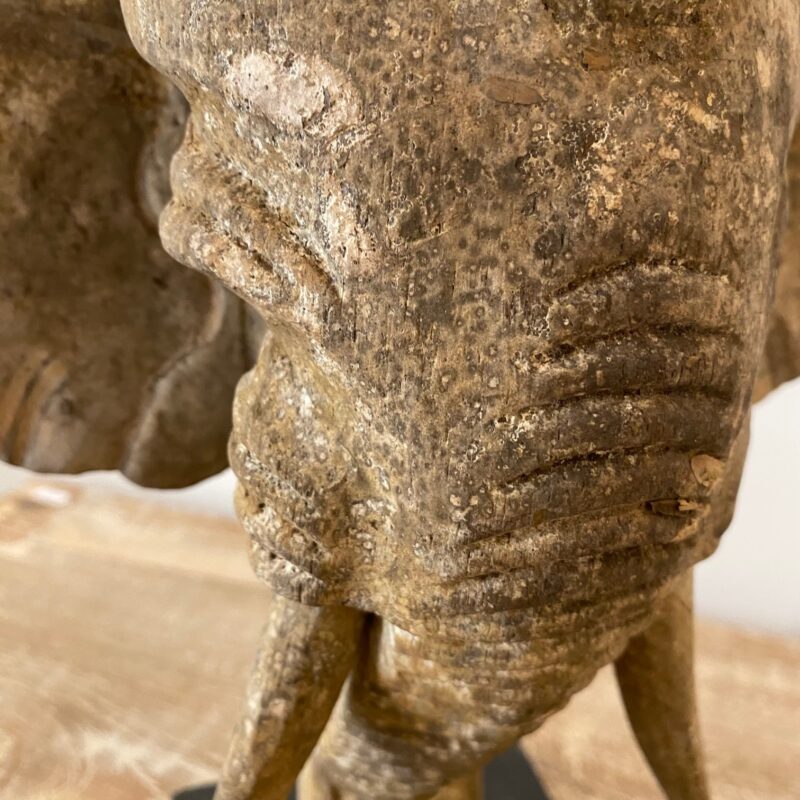 Sculpture en bois tête d'éléphant – Image 5
