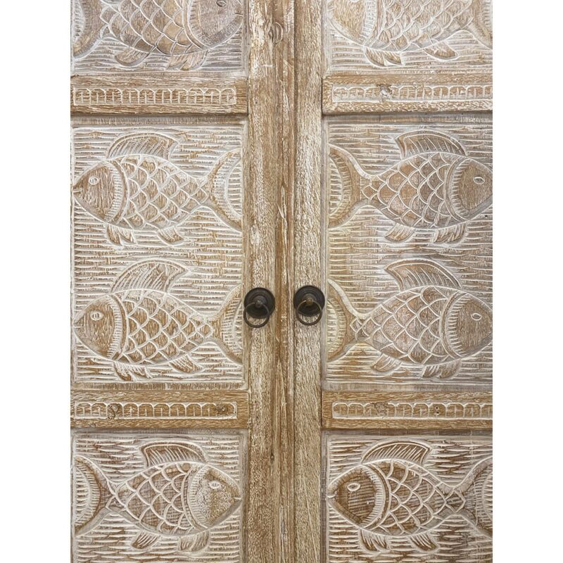 Porte décorative sculptée avec motifs poissons – Image 2