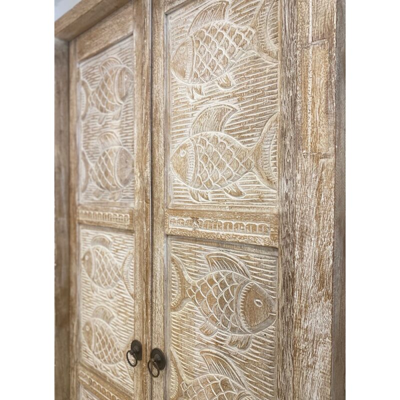 Porte décorative sculptée avec motifs poissons – Image 4