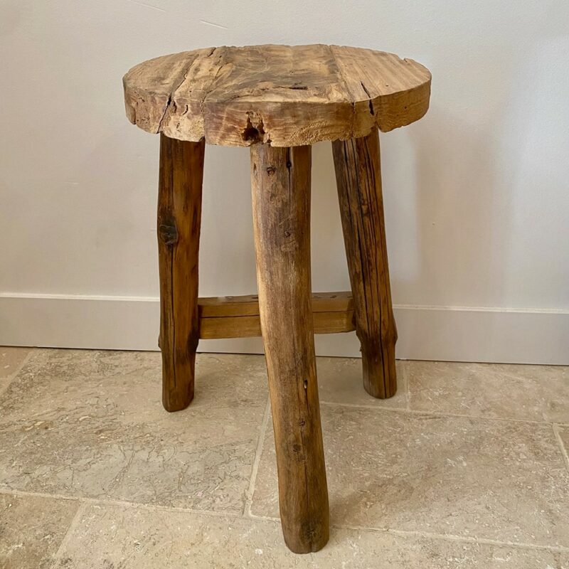 Grand tabouret en teck recyclé – Image 4