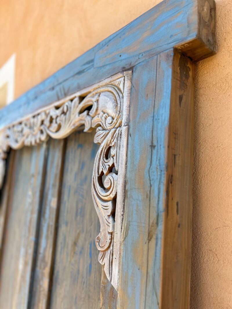 Porte décorative balinaise finition bleu lavé – Image 2