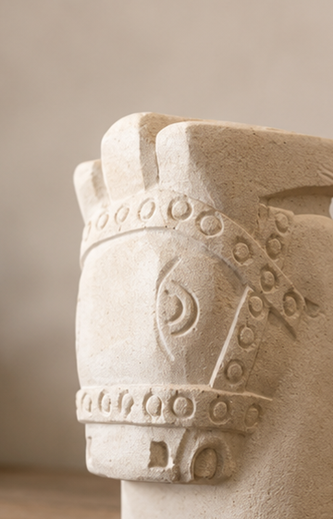Buste de cheval antique en pierre calcaire – Image 2