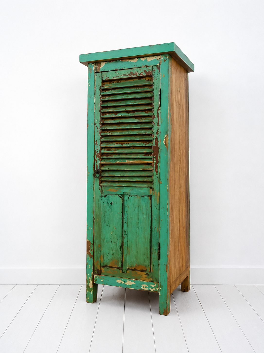 Meuble de rangement en bois recyclé bleu vert – 59x53xH128 cm – Image 7