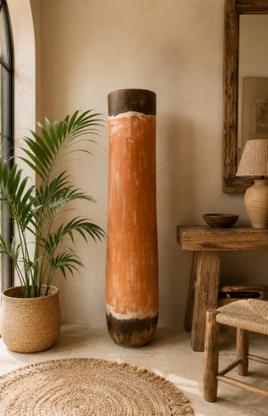 tronc de palmier décoratif, tronc palmier terracotta, décoration palmier, déco bohème, décoration méditerranéenne, décoration balinaise, objet déco XXL, tronc bois naturel, décoration artisanale, déco ethnique chic, décoration salon, décoration entrée, objet déco en bois, palmier creusé