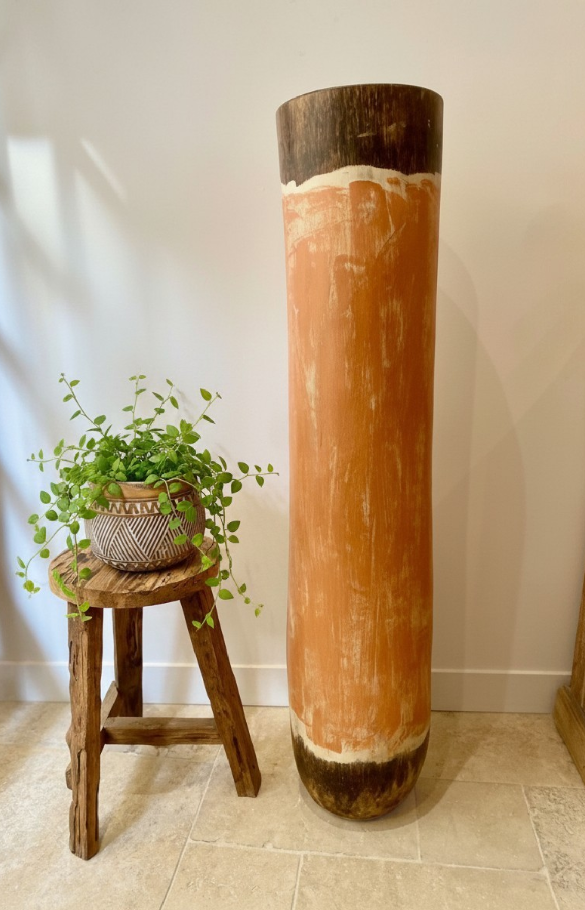 Tronc de palmier décoratif creusé terracotta H120 cm – Image 2