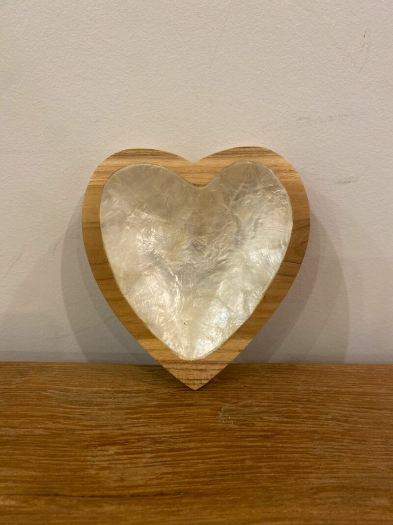 Coupelle coeur teck & nacre