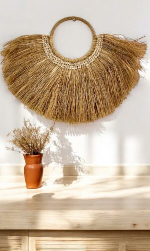 Collier mural paille & coquillages