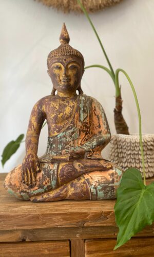 grand bouddha en bois coloré