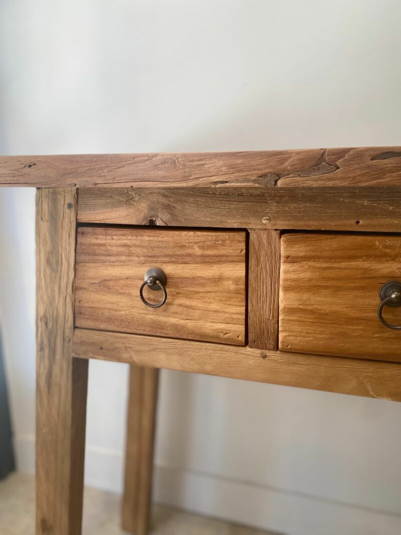 Petite console en teck 2 tiroirs – Image 2