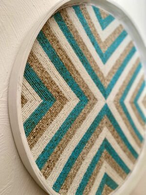 Décoration murale en bambou turquoise