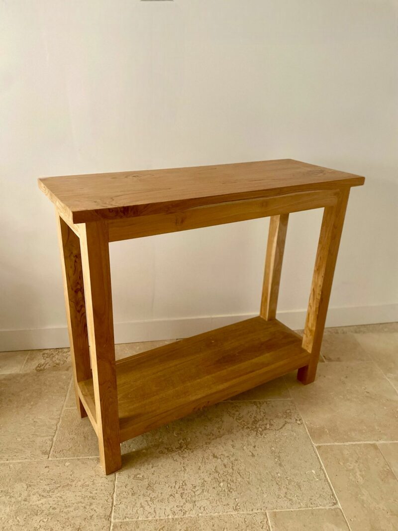 Console avec étagère en teck recyclé 90 cm – Image 2