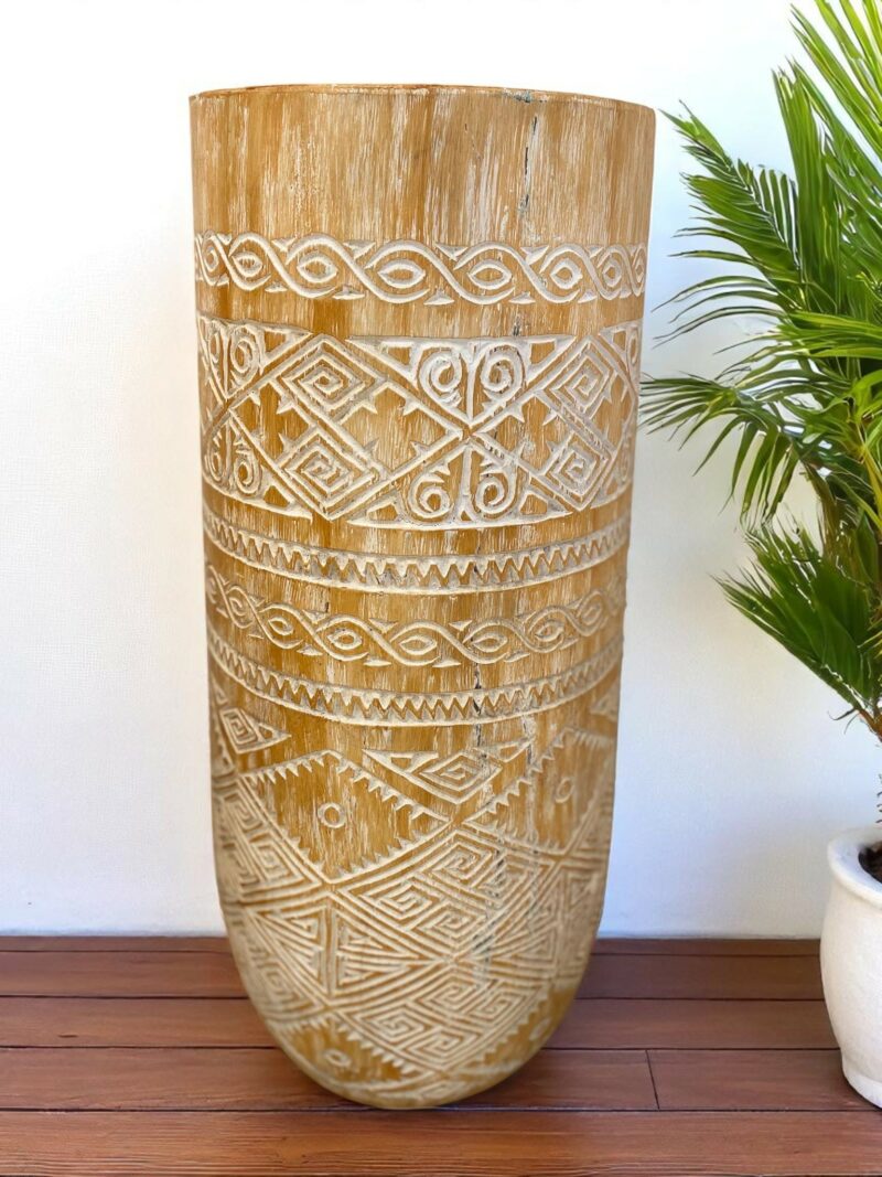 Pot décoratif sculpté naturel 80 cm