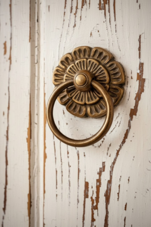 Poignée ronde avec anneau en laiton