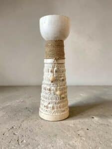 bougeoir bois blanchi