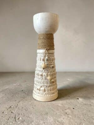 bougeoir bois blanchi