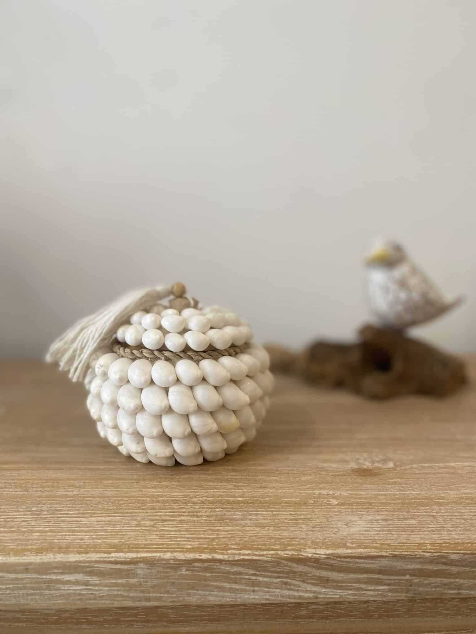 Boîte ronde en bois & coquillages – Image 3