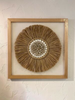 Décoration raphia & coquillages sur toile