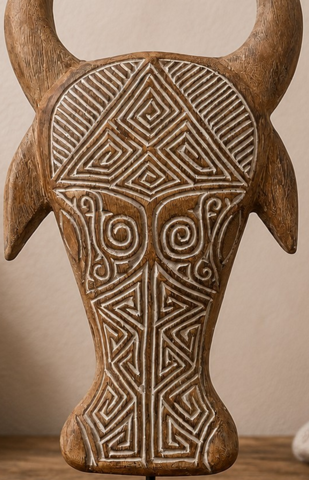 Tête de buffle ethnique 45 cm – Image 3
