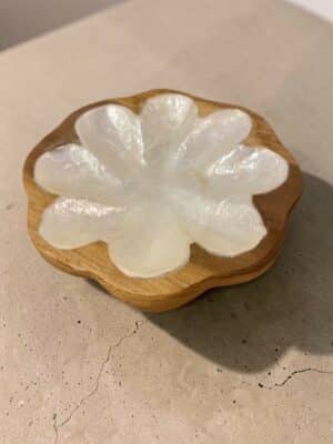 petite coupelle en teck et nacre