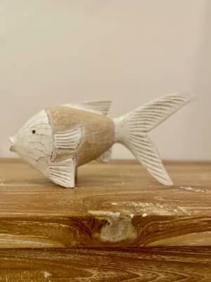 Poisson en bois beige & blanc