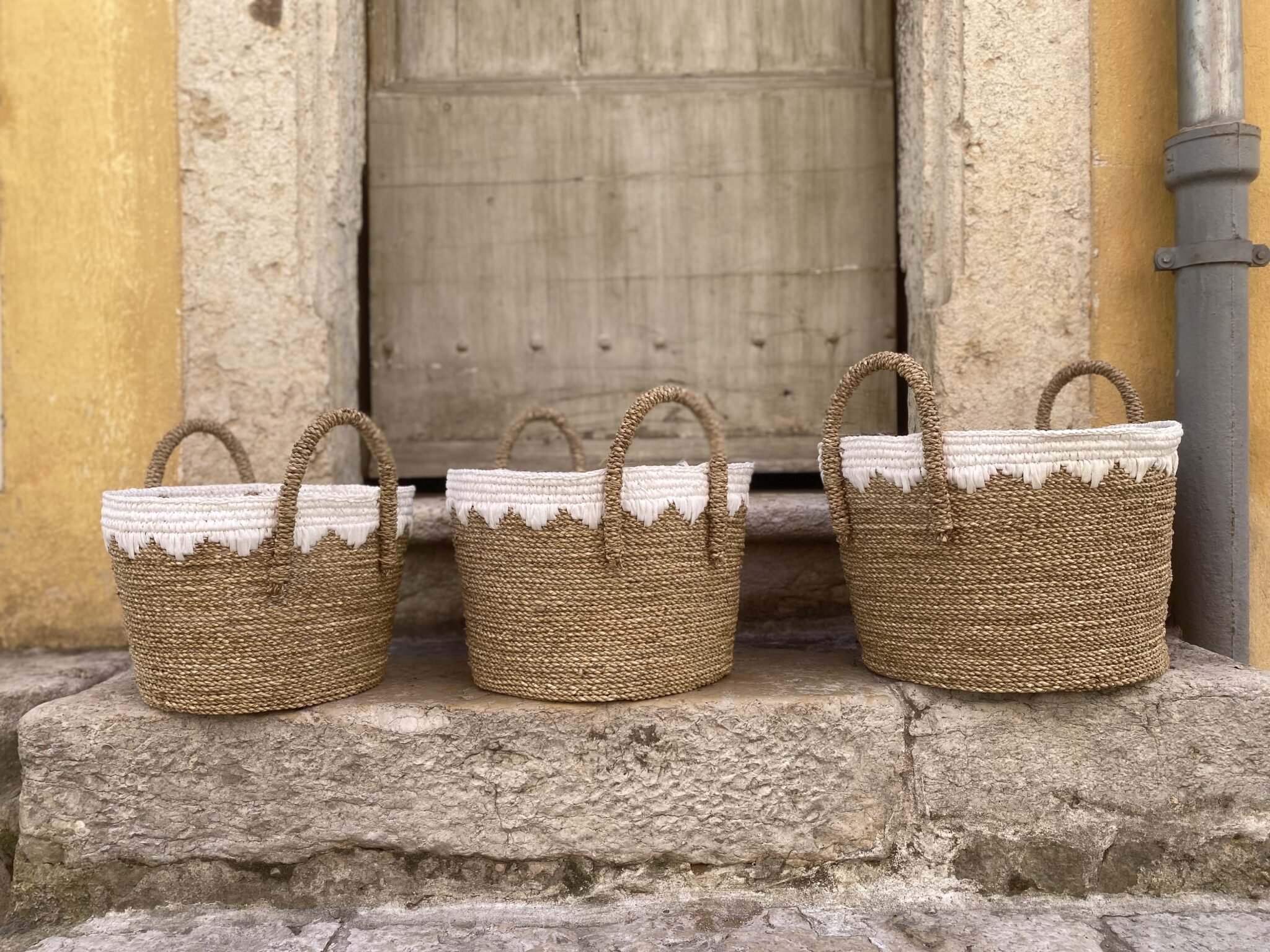 Panier large beige & blanc – Image 5